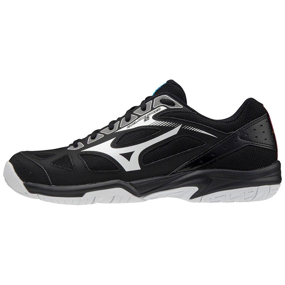 Mizuno Men's Volleyball Shoes Black/White/Blue Cyclone Speed 2 Shoes - V1GA198045